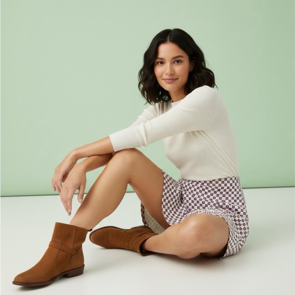 Club Monaco Patterned Mini Skirt in White and Purple